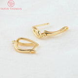 6PCS 11x15MM 24K Brass Drop Stud Earrings Clasps DIY Jewelry Findings