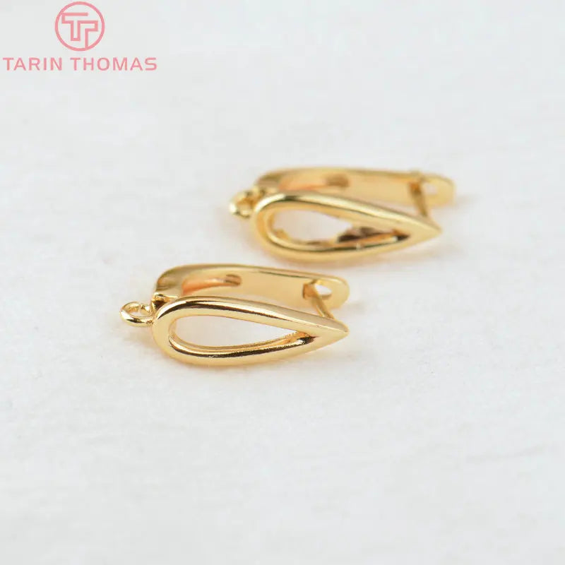 6PCS 11x15MM 24K Brass Drop Stud Earrings Clasps DIY Jewelry Findings