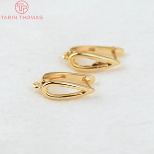 6PCS 11x15MM 24K Brass Drop Stud Earrings Clasps DIY Jewelry Findings