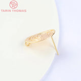 6PCS 18x15MM 24K Brass Round Stud Earrings DIY Jewelry Findings