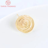 6PCS 18x15MM 24K Brass Round Stud Earrings DIY Jewelry Findings