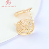 6PCS 18x15MM 24K Brass Round Stud Earrings DIY Jewelry Findings