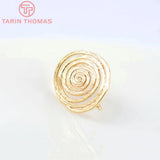 6PCS 18x15MM 24K Brass Round Stud Earrings DIY Jewelry Findings