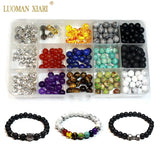 Natural Stone Beads Set Jewelry Accessory Charms Elastic String Bracelet Craft