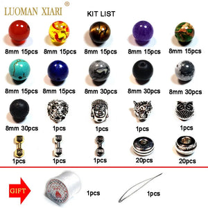 Natural Stone Beads Set Jewelry Accessory Charms Elastic String Bracelet Craft