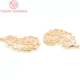 10PCS 24K Brass Leaf Charms Pendants for DIY Jewelry Making