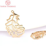 10PCS 24K Brass Leaf Charms Pendants for DIY Jewelry Making