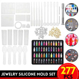 277PCS Crystal Glue Mould Set for DIY Jewelry Making Resin Bracelet Pendant