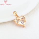 4PCS 23*15MM 14x14.5MM 24K Brass Flower Charms Pendants with Zircon