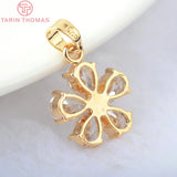 4PCS 23*15MM 14x14.5MM 24K Brass Flower Charms Pendants with Zircon