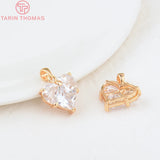 4PCS 23*15MM 14x14.5MM 24K Brass Flower Charms Pendants with Zircon