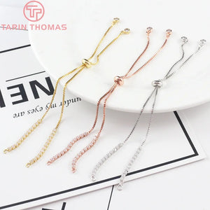 2PCS 24K Plated Bracelet with Rhinestone for DIY Jewelry Making