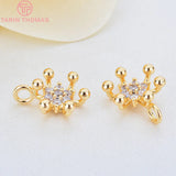 4PCS 9x13MM 24K Plated Brass Zircon Flower Charms Pendants DIY Jewelry Findings