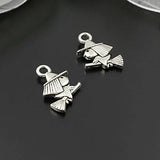 50PCS 11x9MM Antique Silver Witch Charms Pendants Jewelry Making Supplies