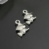 50PCS 11x9MM Antique Silver Witch Charms Pendants Jewelry Making Supplies