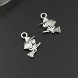 50PCS 11x9MM Antique Silver Witch Charms Pendants Jewelry Making Supplies