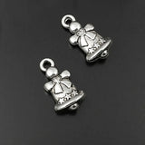 50PCS Antique Silver Christmas Bells Charms 14x9MM