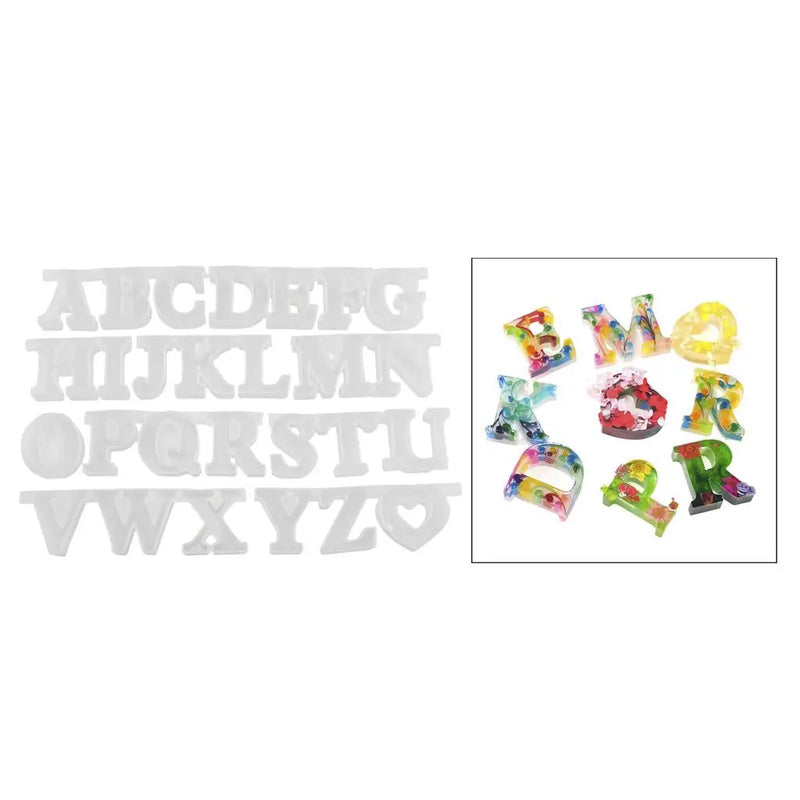 27Pcs Alphabet Letter Silicone Mould Resin Casting DIY Jewelry Making