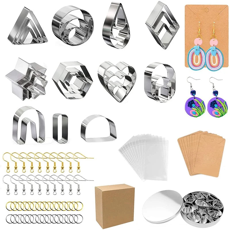 27Pcs Polymer Clay Earring Cutters Set with Earring Cards and Hooks