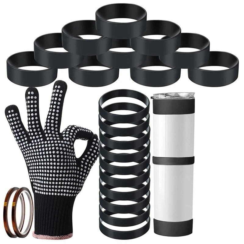 27Pcs Silicone Bands Kit for Sublimation Tumblers 20/30Oz Skinny Cup
