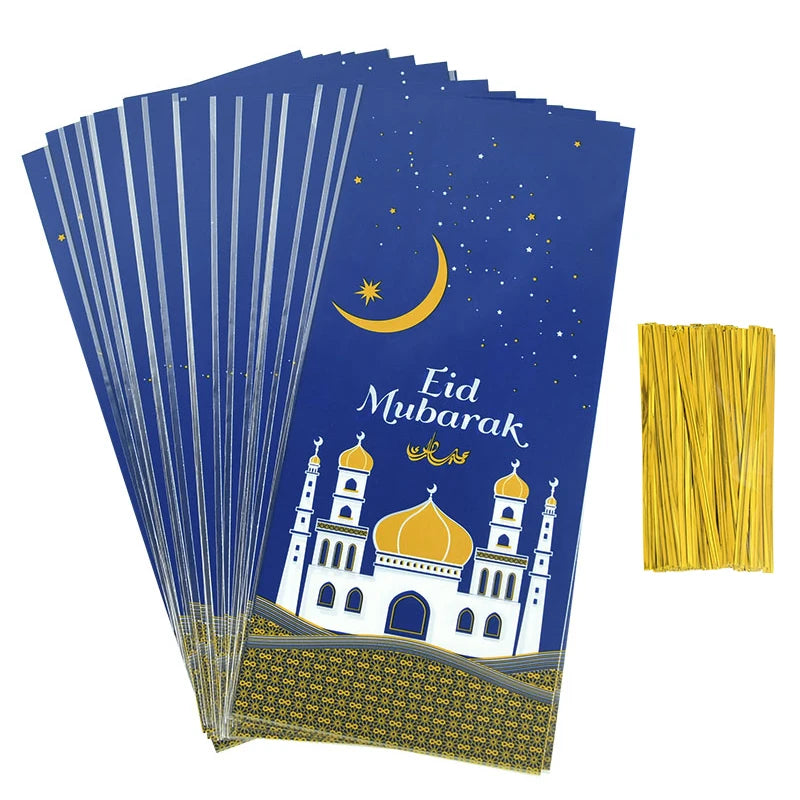 Eid Mubarak Plastic Gift Cookies Candy Packaging Bag 50/25Pcs