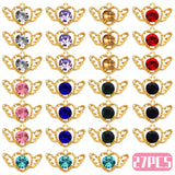 27pcs Heart Angel Wings Charms CZ Crystal Wing Pendants for DIY Jewelry