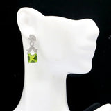 Gorgeous Tanzanite Green Peridot CZ Silver Earrings