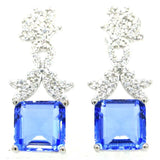 Gorgeous Tanzanite Green Peridot CZ Silver Earrings
