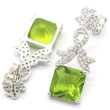 Gorgeous Tanzanite Green Peridot CZ Silver Earrings