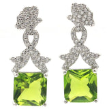 Gorgeous Tanzanite Green Peridot CZ Silver Earrings