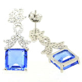 27x11mm Rich Violet Tanzanite CZ Silver Earrings for Women