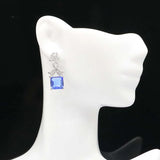 27x11mm Rich Violet Tanzanite CZ Silver Earrings for Women
