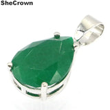 Green Emerald Jewelry Set 27x13mm Drop Shape Pendant Earrings
