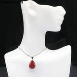 Drop Shape Red Ruby 925 Silver Pendant for Women