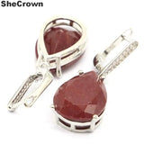 Drop Shape Red Ruby 925 Silver Pendant for Women