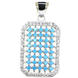 Lovely Pink Tourmaline Turquoise Peridot CZ 925 Silver Pendant