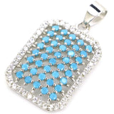 Lovely Pink Tourmaline Turquoise Peridot CZ 925 Silver Pendant