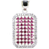 Lovely Pink Tourmaline Turquoise Peridot CZ 925 Silver Pendant