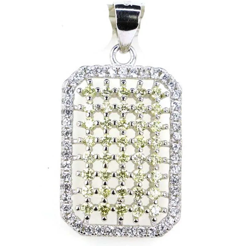 Lovely Pink Tourmaline Turquoise Peridot CZ 925 Silver Pendant