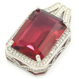 Pink Rhodolite Garnet CZ Silver Pendant 6g