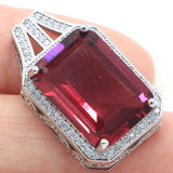 Pink Rhodolite Garnet CZ Silver Pendant 6g