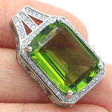 Green Peridot CZ Silver Pendant for Daily Wear