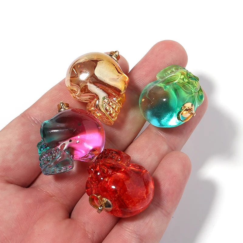 Multicolor Glass Skull Pendant for Jewelry Making