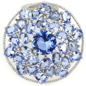 Big Violet Tanzanite CZ 925 Solid Sterling Silver Pendant