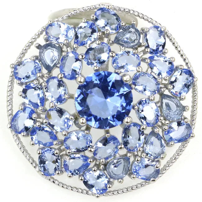 Big Violet Tanzanite CZ 925 Solid Sterling Silver Pendant