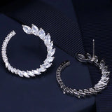 Moon Shape AAA+ CZ Silver Stud Earrings