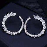 Moon Shape AAA+ CZ Silver Stud Earrings