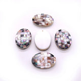 Natural Shell Splice Oval Mosaic Pendant for Jewelry Making