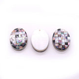 Natural Shell Splice Oval Mosaic Pendant for Jewelry Making