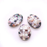 Natural Shell Splice Oval Mosaic Pendant for Jewelry Making